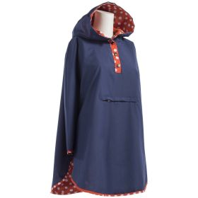 Isotoner Women's Reversible Hooded Rain Poncho Waterproof Cape - Red Ikat