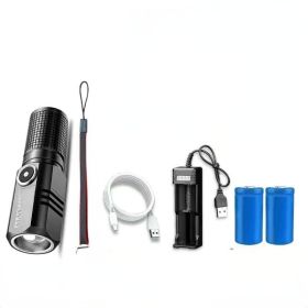 Mini LED Flashlight; Rechargeable & Zoomable - Outdoor & Emergency Supplies (Items: Dual Battery + Charger 4-8h)