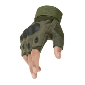 Tactical Hard Knuckle Fingerless Gloves For Hunting, Shooting, Paintball & Range (Color: Green, size: M)
