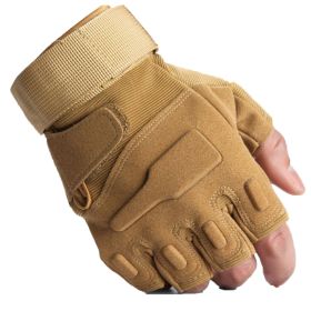 Tactical Military Combat Gloves w/ Soft Padding, Hard Knuckle Gloves for Men - Hunting, Shooting, Hiking, Camping, & Motorcycle (Color: Brown-Half Finger, size: large)